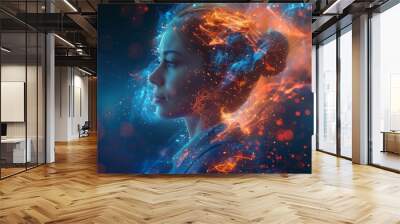 Businesswoman Glowing with Confidence in a Modern Office Generative AI Wall mural