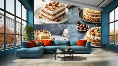 cake with chocolate and nuts Wall mural