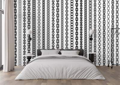 Chain pattern brush set. Vector illustration Wall mural