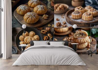 chocolate cookies with nuts Wall mural