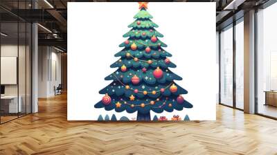 christmas tree with snow, transparent image, png, no background Wall mural