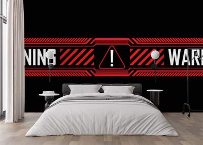 Futuristic style red warning sign in frame Wall mural