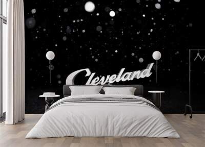 Cleveland script sign in the snow Wall mural