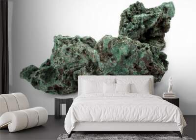 Raw malachite stones isolated on white. Cu2CO3(OH)2 Wall mural