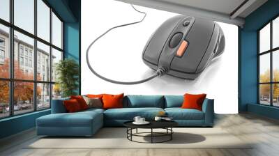 Concept communication technology. Black computer mouse with cable. png transparent Wall mural