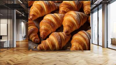 croissants on a wooden background Wall mural