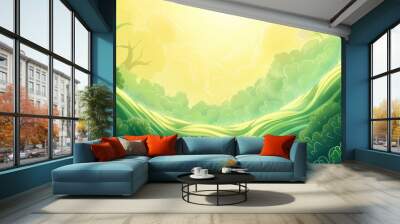 Abstract Depiction Of Energy Balance In Nature, Cartoon Style, Background Wall mural