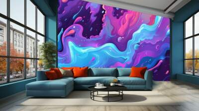 Fluid Motion Of Kinetic Energy, Cartoon Style, Background Wall mural