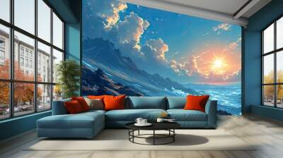 Sun Bright Blue Sk, Background Banner HD Wall mural