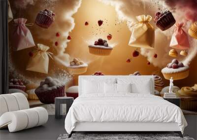 cupcakes on the table Wall mural