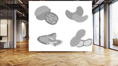 A collection of different nuts in gray. Concept of healthy eating. Various nuts. Wall mural