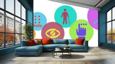 Icons of mental, physical, sensory, intellectual disabilities. Set of disability icons. Wall mural