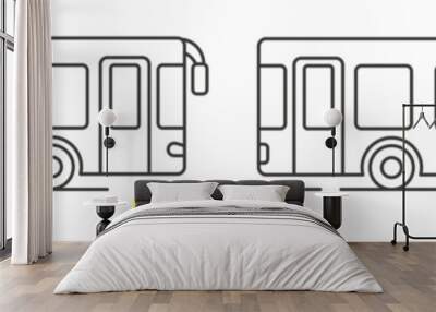 Public transport. Bus. Vector illustration of public transport. Thin line bus. Wall mural