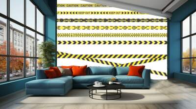 Vector set of tapes. For prohibited and dangerous areas. Yellow and black colors. Wall mural