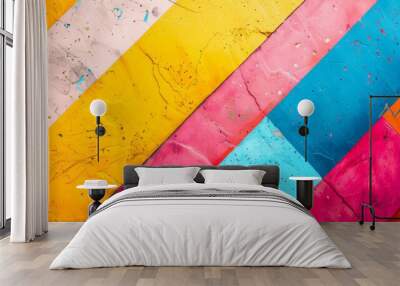 Detailed view of a vibrant, multicolored piece of paper Wall mural