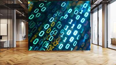 Digital Background with Multitude of Binary Numbers for Banner Advertisement, Technology, and Data Concepts Wall mural