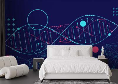 DNA abstract molecule. Medical science, genetic biotechnology, chemistry biology vector concept. Wall mural