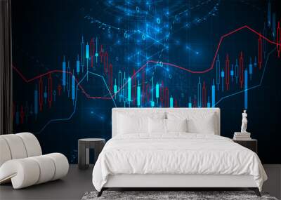 Financial trade concept. Stock market and exchange. Candle stick graph chart. Wall mural