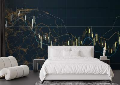 Financial trade concept. Stock market and exchange. Candle stick graph chart. Wall mural