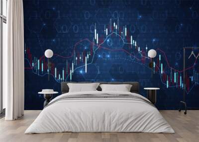 Financial trade concept. Stock market and exchange. Candle stick graph chart. Wall mural