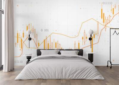 Financial trade concept. Stock market and exchange. Candle stick graph chart. Wall mural