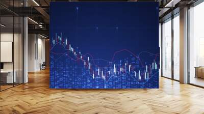 Financial trade concept. Stock market and exchange. Candle stick graph chart. Wall mural