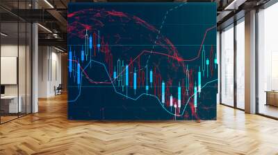 Financial trade concept. Stock market and exchange. Candle stick graph chart. Wall mural