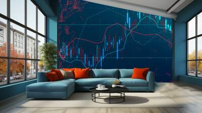 Financial trade concept. Stock market and exchange. Candle stick graph chart. Wall mural