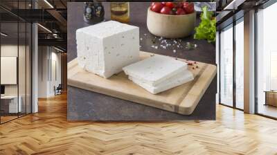 fresh cheese in a rustic setting Wall mural