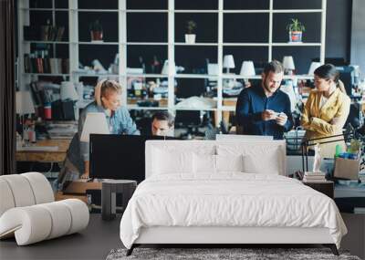 People working in modern office Wall mural