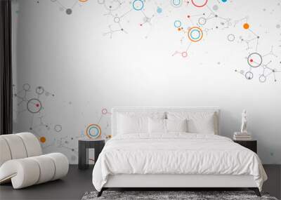 Geometric abstract background with connected line and dots. Futuristic digital background for science and technology. Wall mural