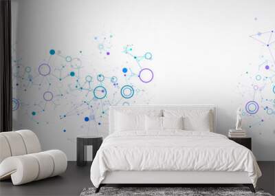 Geometric abstract background with connected line and dots. Futuristic digital background for science and technology. Wall mural