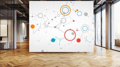 Geometric abstract background with connected line and dots. Futuristic digital background for science and technology. Wall mural