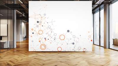 Geometric abstract background with connected line and dots. Futuristic digital background for science and technology. Wall mural