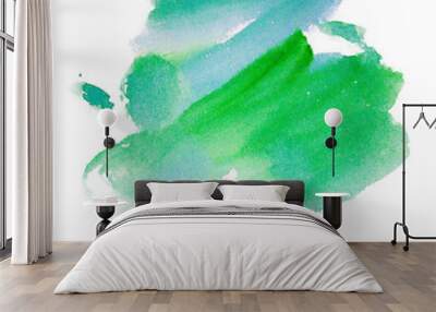 green with a shade of blue watercolor stain abstract form Wall mural