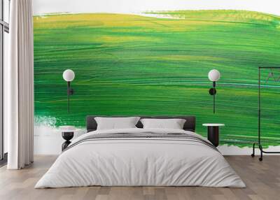 green yellow acrylic stain element on white background. with brush and paint texture hand-drawn. acrylic brush strokes abstract fluid liquid ink pattern Wall mural