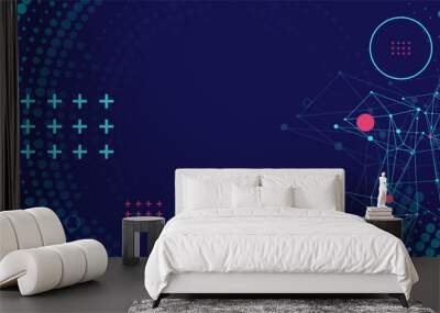 Halftone science background with connecting dots and lines. Digital data visualization. Wall mural