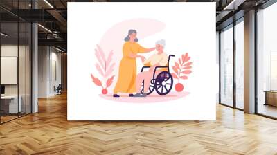 Happy nurse's day. nurse caring for an elderly woman. Vector illustration design. Wall mural