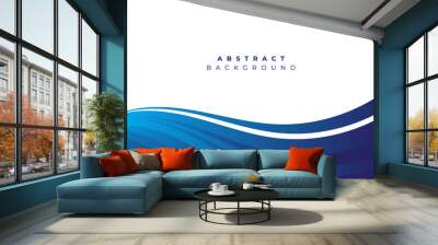 Abstract blue wavy business style background. Eps10 vector. Wall mural