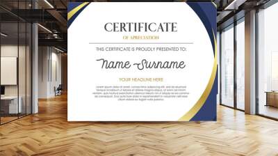 Elegant blue and gold certificate template Wall mural