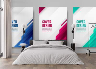 Set of book cover brochure diagonal design in geometric style. Vector illustration. Wall mural