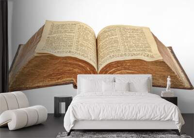 Holy Bible. Very old open book isolated. Religion concept Wall mural