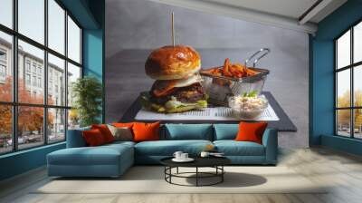 Home made hamburger with sweet potato Wall mural