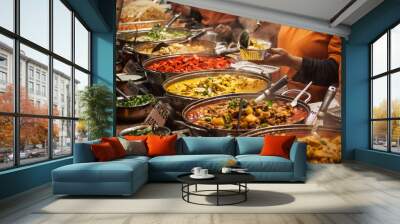 Indian food at London market Wall mural