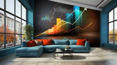 Increasing Graph Upward, charts climbing, increasing profits Wall mural