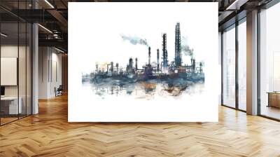 Industrial Landscape Watercolor Artwork. Vector illustration design. Wall mural