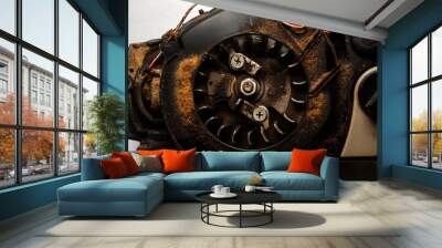 Internal combustion engine of a chainsaw in close-up Wall mural