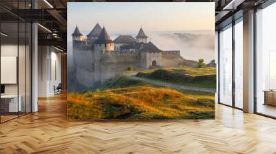 Medieval fortress, West Ukraine, Khotyn Wall mural