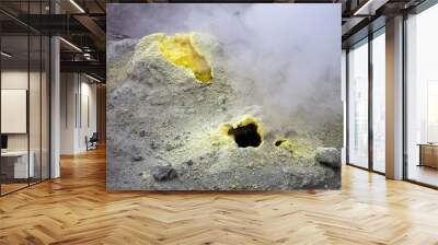 sulfur fumarole in active volcanic crater Wall mural