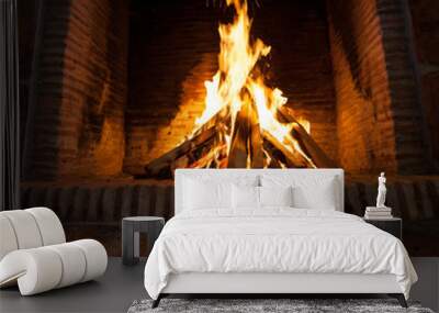 open fire place Wall mural